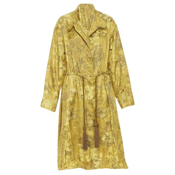 Oscar De La Renta silk floral tassel drawstring robe coat